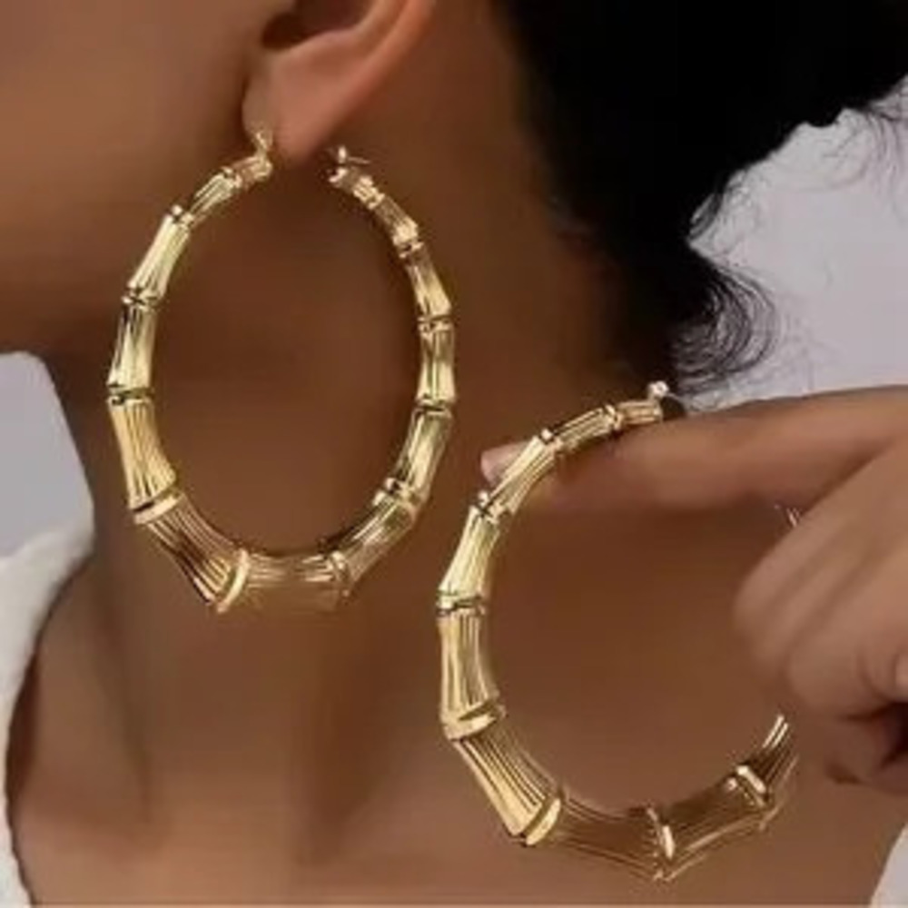 Bamboo Hoop Earrings Big Joint Hoop Earrings